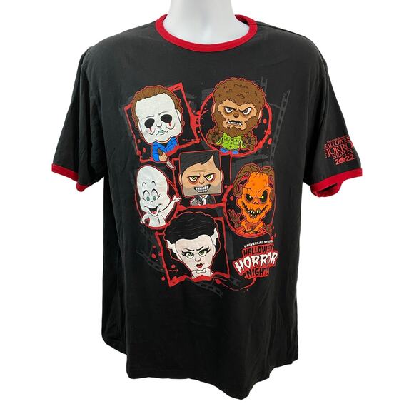 Halloween Horror Nights Shirt Men's XL Black Red Ringer Graphic Tee 2022 - Picture 1 of 9